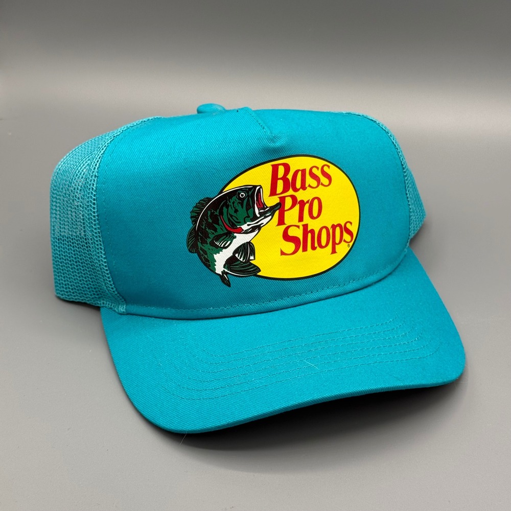 Bass Pro‎ Shops Mesh Back Trucker Hat Teal Blue Aqua Fishing Snapback Cap Mens